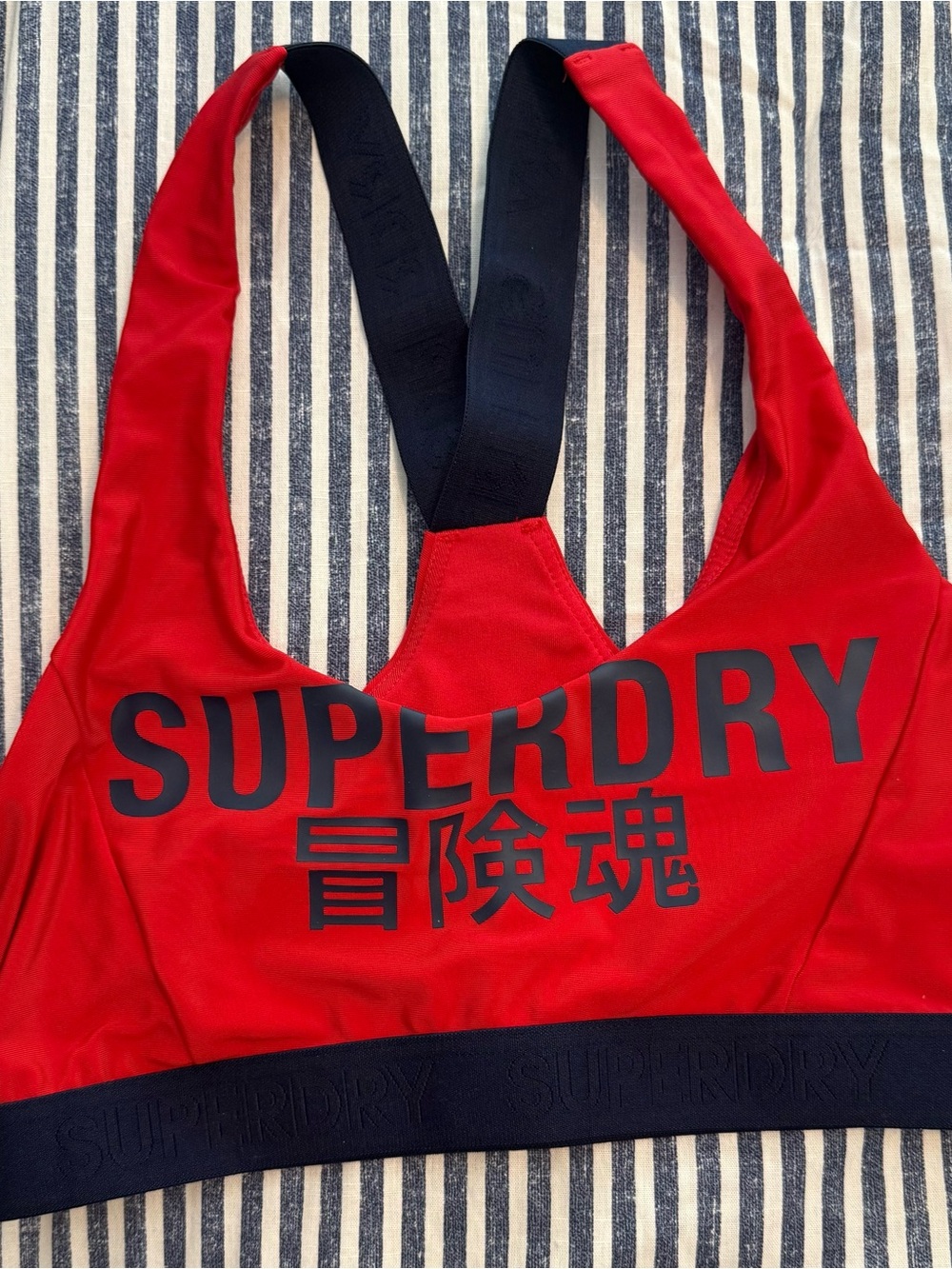 Superdry Red and Blue Logo Sports Bra